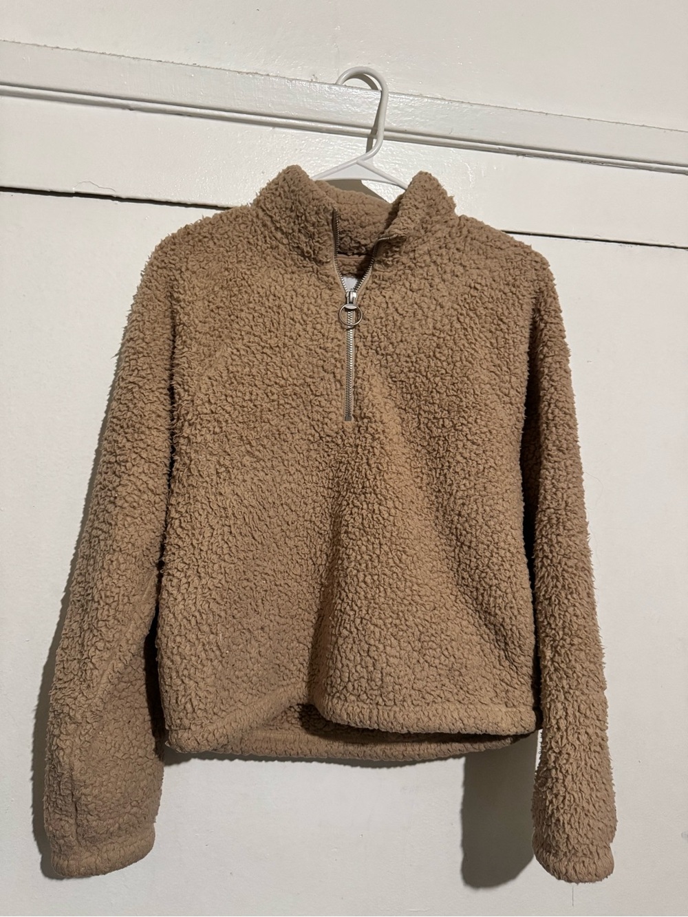 Hollister Plush Half-Zip Sherpa Pullover - Camel Brown